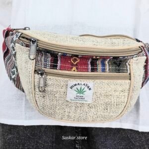 Handmade Multifunctional Hemp Fabric Waist Bag from Nepal, Casual Ethnic Design, Bags with 3 Zipper Closures, One Size Fits All, Adjustable Strap (Multicolor)