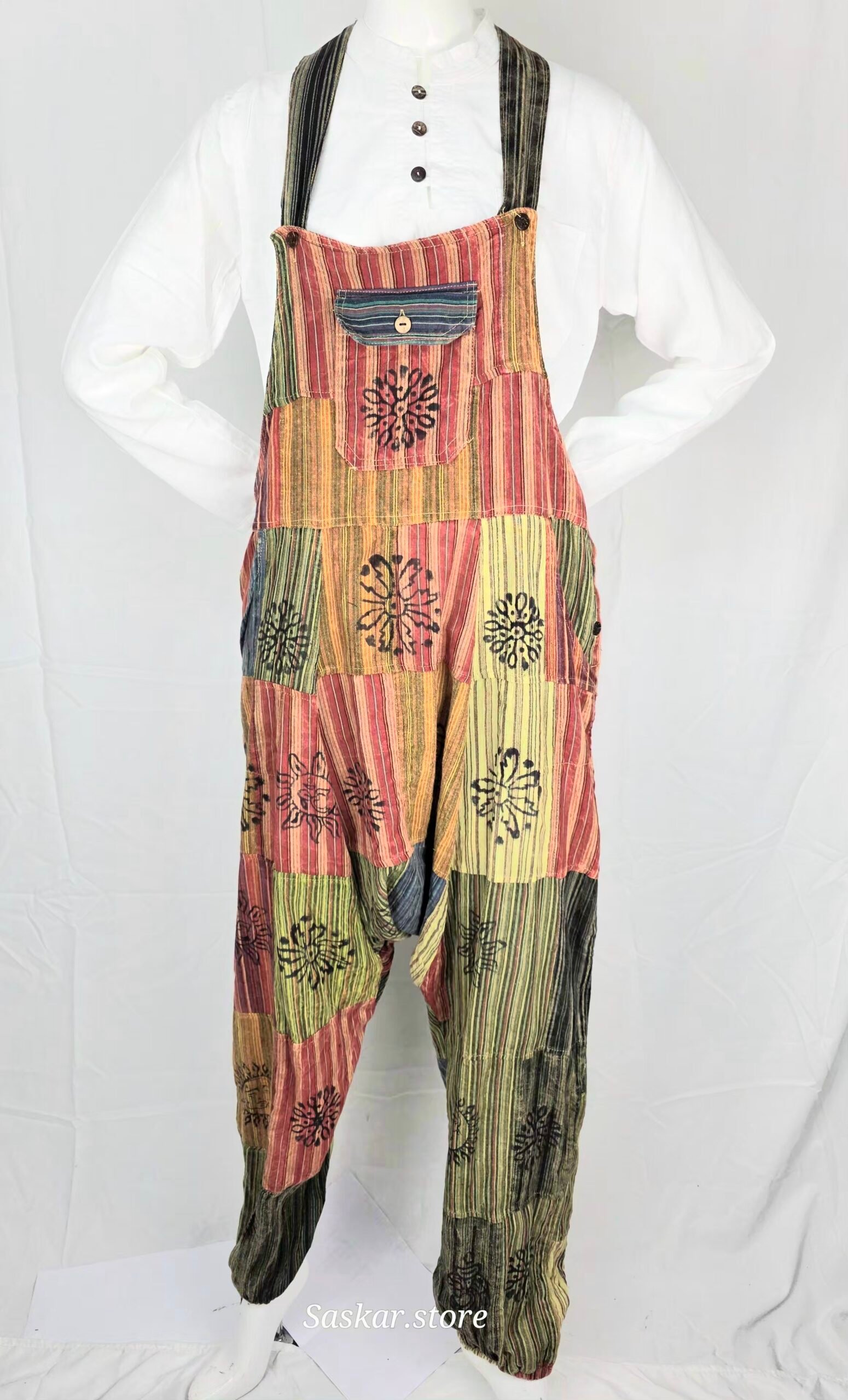 Peto / mono hippie de algodón patchwork hecho a mano