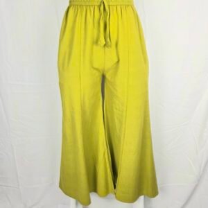 Plain colored cotton wide-leg trousers