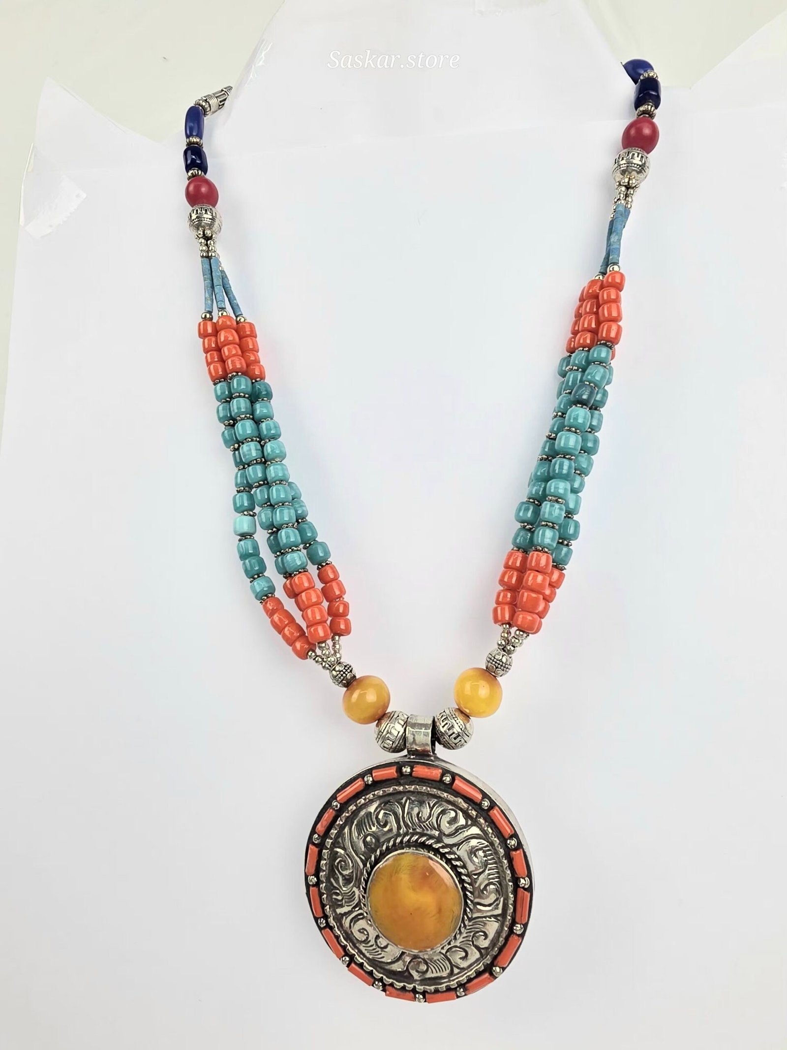 Collar Tibetano Turquesa y Coral - Imagen 2