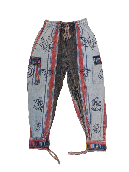 Pantalón hippie de algodón grueso de Bután con bolsillo lateral - Image 2