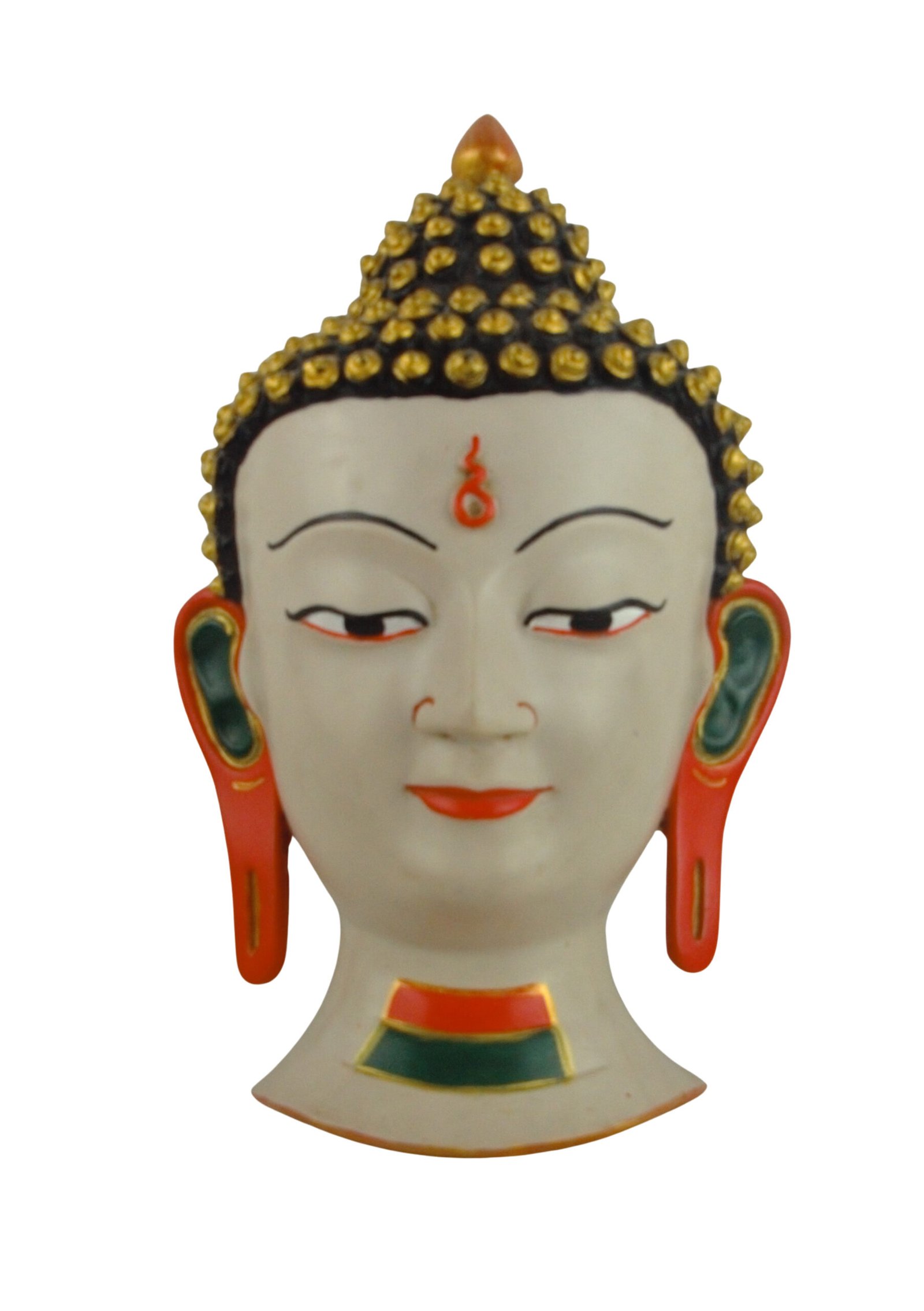 Máscara decorativa de Buda – Escultura mural en resina pintada a mano