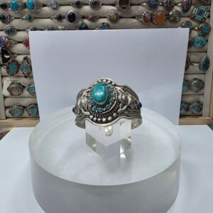 Pulsera Etnica Asiatica Tibetana de Plata Turquesa Hecha a Mano en Nepal