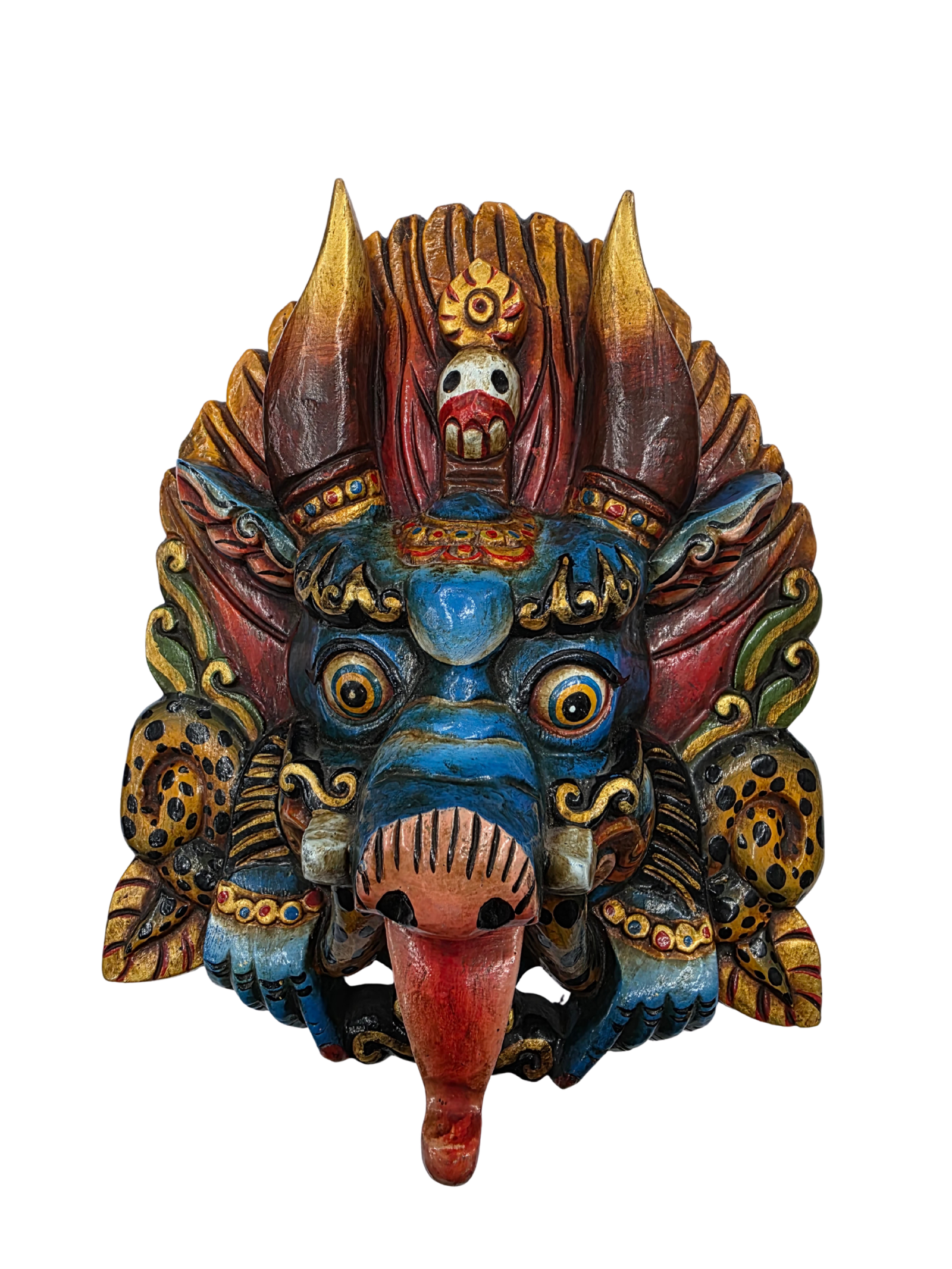 Máscara Cheppu de Madera Hecha a Mano – Azul