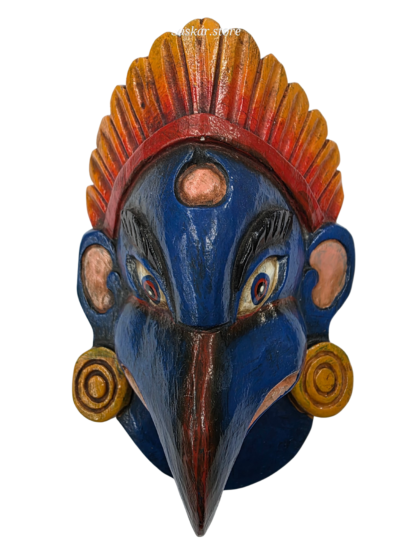 Máscara Artesanal de Madera – Avatar Garuda-Azul