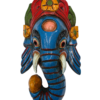 máscara de madera artesanal del dios hindú Ganesha-Azul