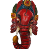Máscara de madera artesanal del dios hindú Ganesha-Rojo