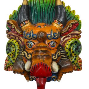 Máscara Cheppu de Madera Hecha a Mano – Naranja 12 pulgadas
