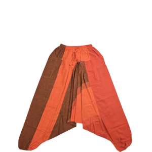 Pantalones Harem Boho Patchwork de Algodón – Unisex- Naranja