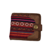 Cartera plegable hecha a mano de algodón y cuero Gheri – Monedero tejido tradicional nepalí y cartera tribal bohemia