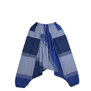 Pantalones Harem Boho Patchwork de Algodón – Unisex- Azul