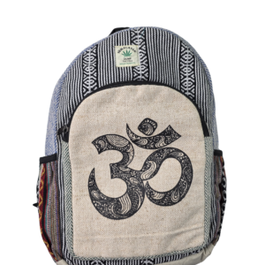 Mochila de Cáñamo del Himalaya con Símbolo Om - Mochila Étnica Hecha a Mano en Nepal - Sostenible y Vegana