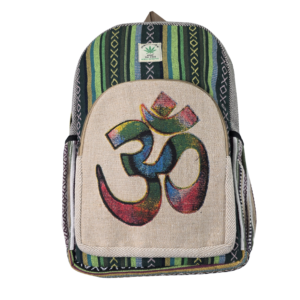 Mochila de Cáñamo del Himalaya Hecha a Mano - Diseño Étnico con Símbolo Om Multicolor