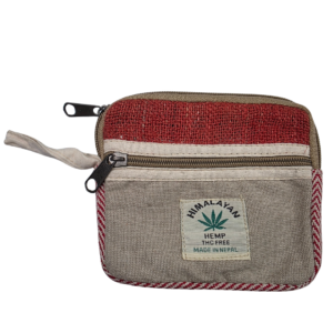 Monedero de Cáñamo del Himalaya con Doble Cremallera - Cartera Ecológica de Nepal - Estilo Étnico y Sostenible