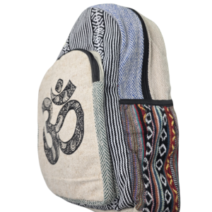 Mochila de Cáñamo del Himalaya con Símbolo Om - Mochila Étnica Hecha a Mano en Nepal - Sostenible y Vegana