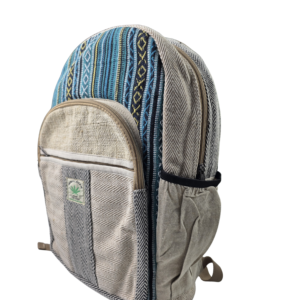 Mochila de Cáñamo del Himalaya con Panel Étnico a Rayas