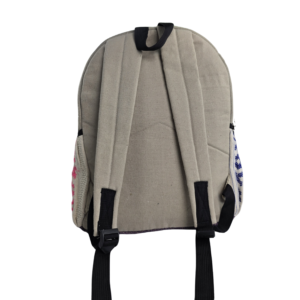 Mochila de Cáñamo del Himalaya Hecha a Mano - Mochila Eco-Friendly con Panel de Cáñamo Natural y Detalles Tejidos