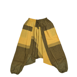 Pantalones Harem Boho Patchwork de Algodón – Unisex- Amarillo