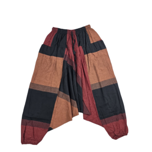 Pantalones Harem Boho Patchwork de Algodón – Unisex-Marrón