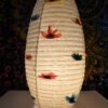 Farol de papel Lokta floral hecho a mano – Pantalla ovalada de estilo japonés tradicional e iluminación ambiental decorativa Zen