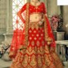Lehenga Choli nupcial rojo de lujo con Dupatta - Vestido nupcial tradicional del sur de Asia
