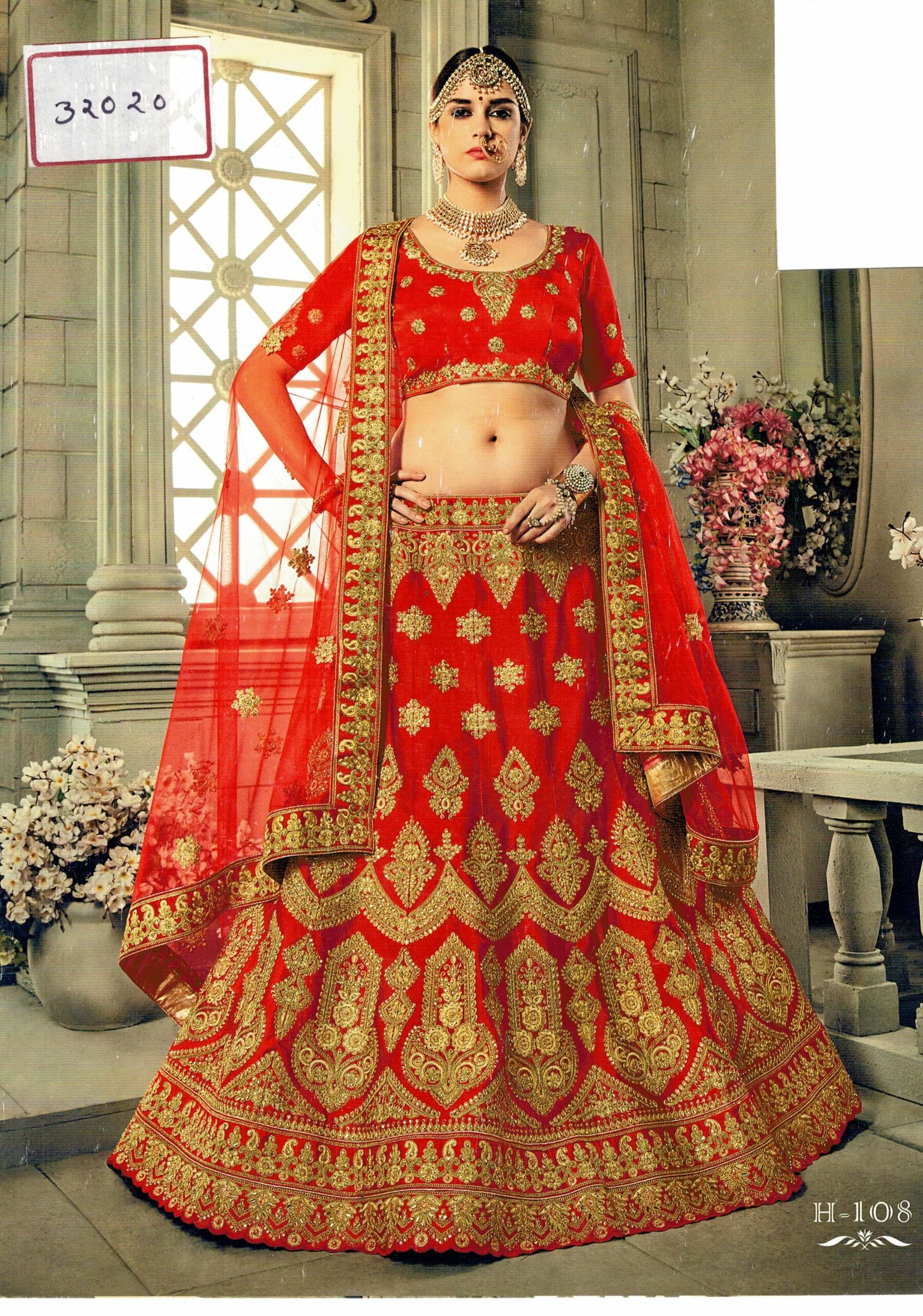 Lehenga Choli nupcial rojo de lujo con Dupatta - Vestido nupcial tradicional del sur de Asia